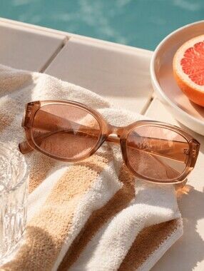 Y2K Retro Oval Sunglasses Tea Champagne UV400 Acrylic Frame Vintage Trendy